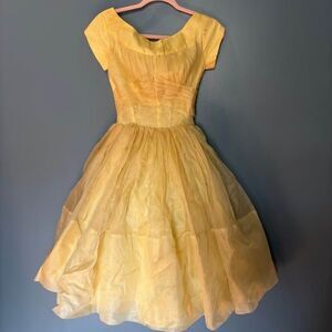 V I N T A G E 50s Yellow Handmade party dress Belle Retro 50s Trendy Style